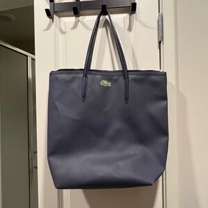 Lacoste large navy tote bag with zipper